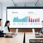 Home 20 파트너 간 재무 조율을 위한 기술적 준비 사항 - A modern Vietnamese business meeting room with diverse partners discussing financial collaboration, ...