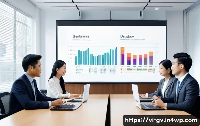 파트너 간 재무 조율을 위한 기술적 준비 사항 - A modern Vietnamese business meeting room with diverse partners discussing financial collaboration, ...