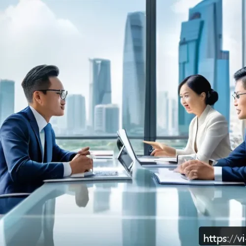 Home 30 파트너 간 재무 조율을 위한 다각적 접근 방법 - A professional business meeting scene in a modern Vietnamese office, featuring diverse business part...