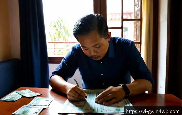 Home 17 파트너 간 재무 조율의 중요성에 대한 인식 제고 - Photorealistic Vietnamese couple in their early 40s calmly reviewing household finances together at ...